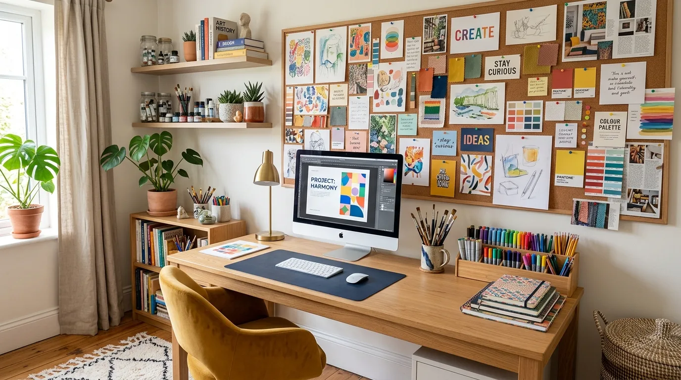 Let texture soften the room without clutter inspiration for a home office.